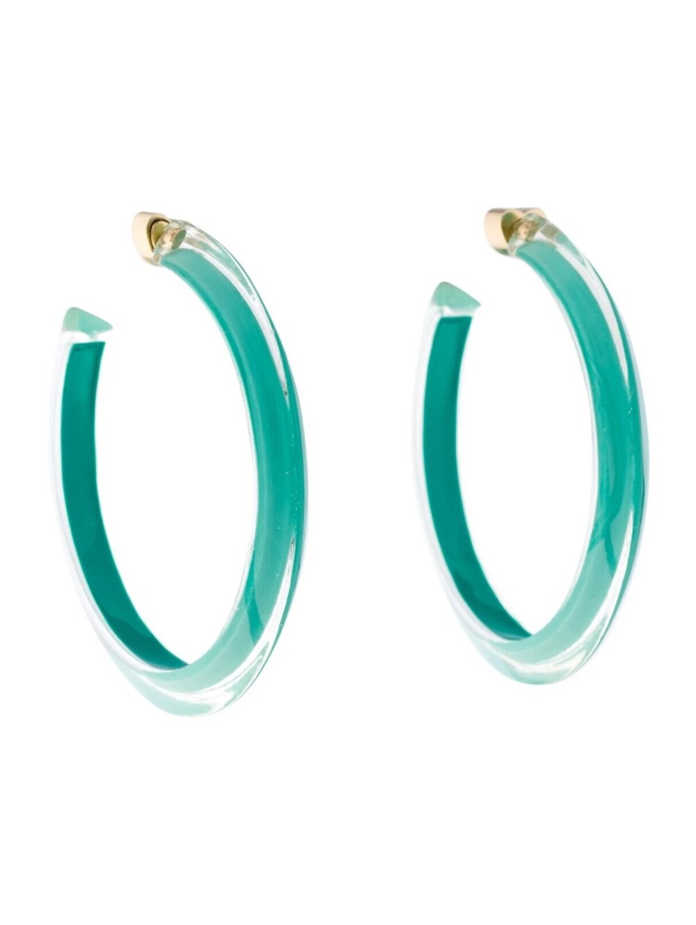 Alison Lou Loucite Medium Jelly Hoop Earrings Mint Teal Green Transparent